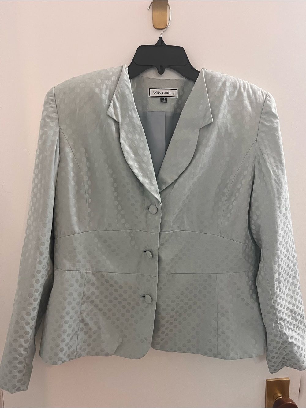 Vintage light blue Polka Dot Silk Blazer